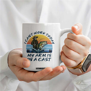 Funny Skeleton Camo Fishing Coffee Mug I Can Not Work Today My Arm Is In A Cast TS14 Print Your Wear