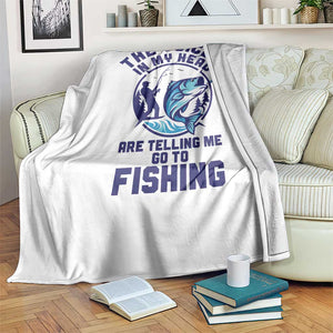 Funny Fisherman Throw Blanket The Voices In My Head Are Telling Me To Go Fishing TS14 Print Your Wear