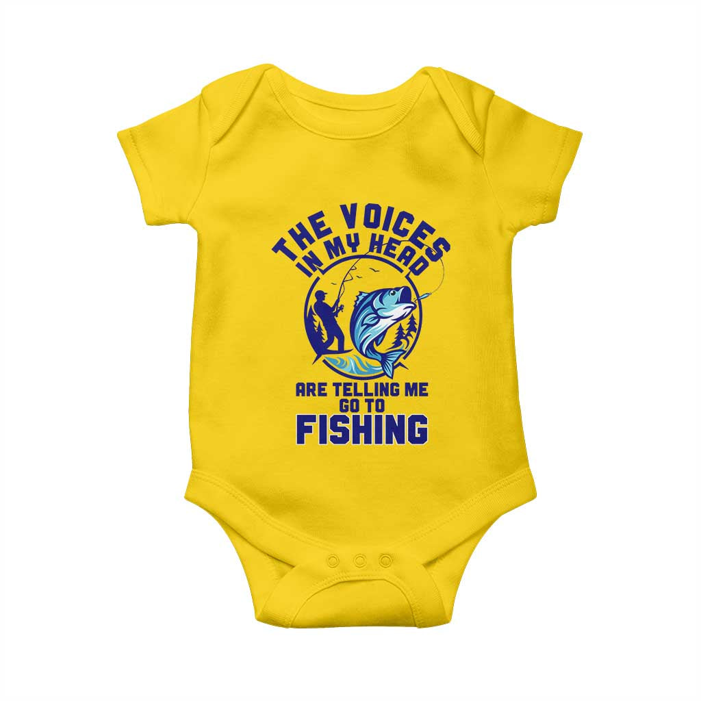 Funny Fisherman Baby Onesie The Voices In My Head Are Telling Me To Go Fishing TS14 Daisy Print Your Wear