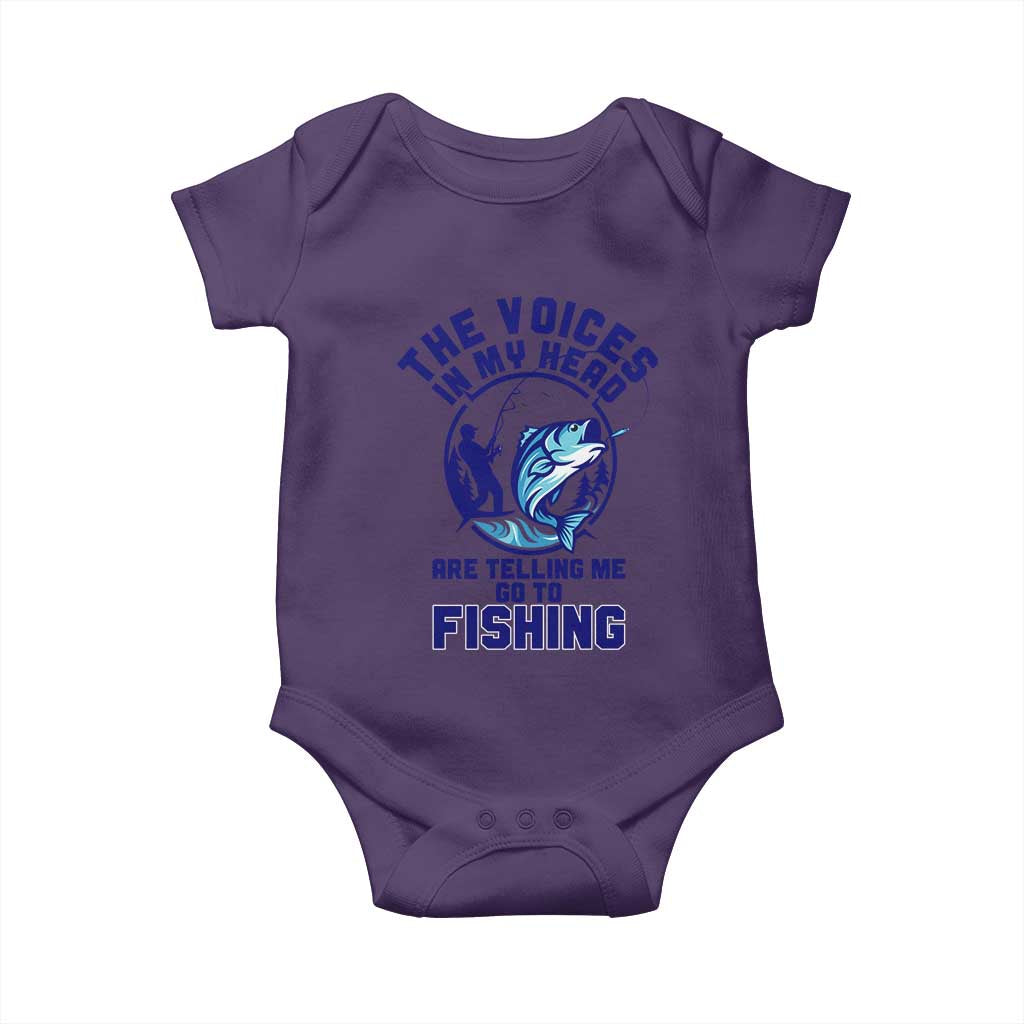 Funny Fisherman Baby Onesie The Voices In My Head Are Telling Me To Go Fishing TS14 Purple Print Your Wear