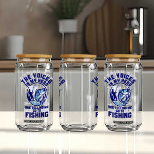 Funny Fisherman Glass Can The Voices In My Head Are Telling Me To Go Fishing TS14 Print Your Wear