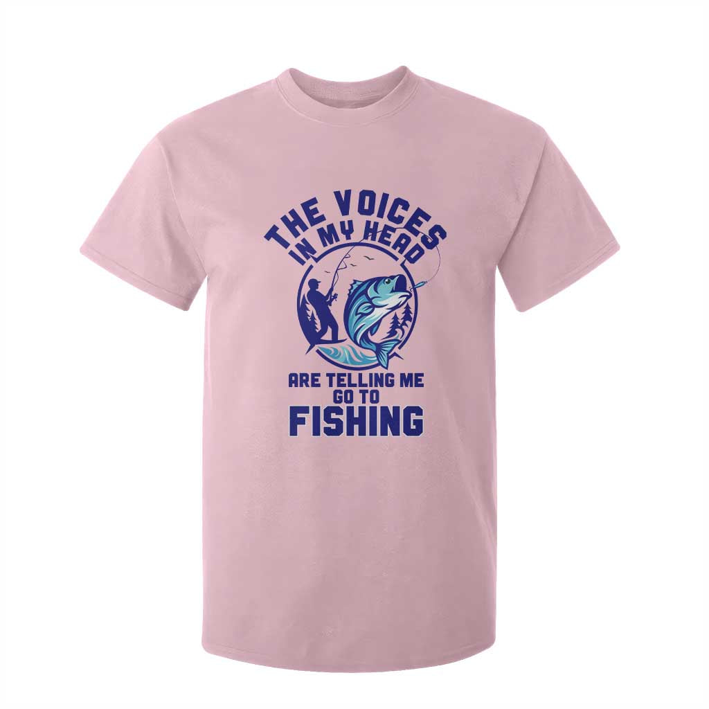 Funny Fisherman T Shirt For Kid The Voices In My Head Are Telling Me To Go Fishing TS14 Light Pink Print Your Wear