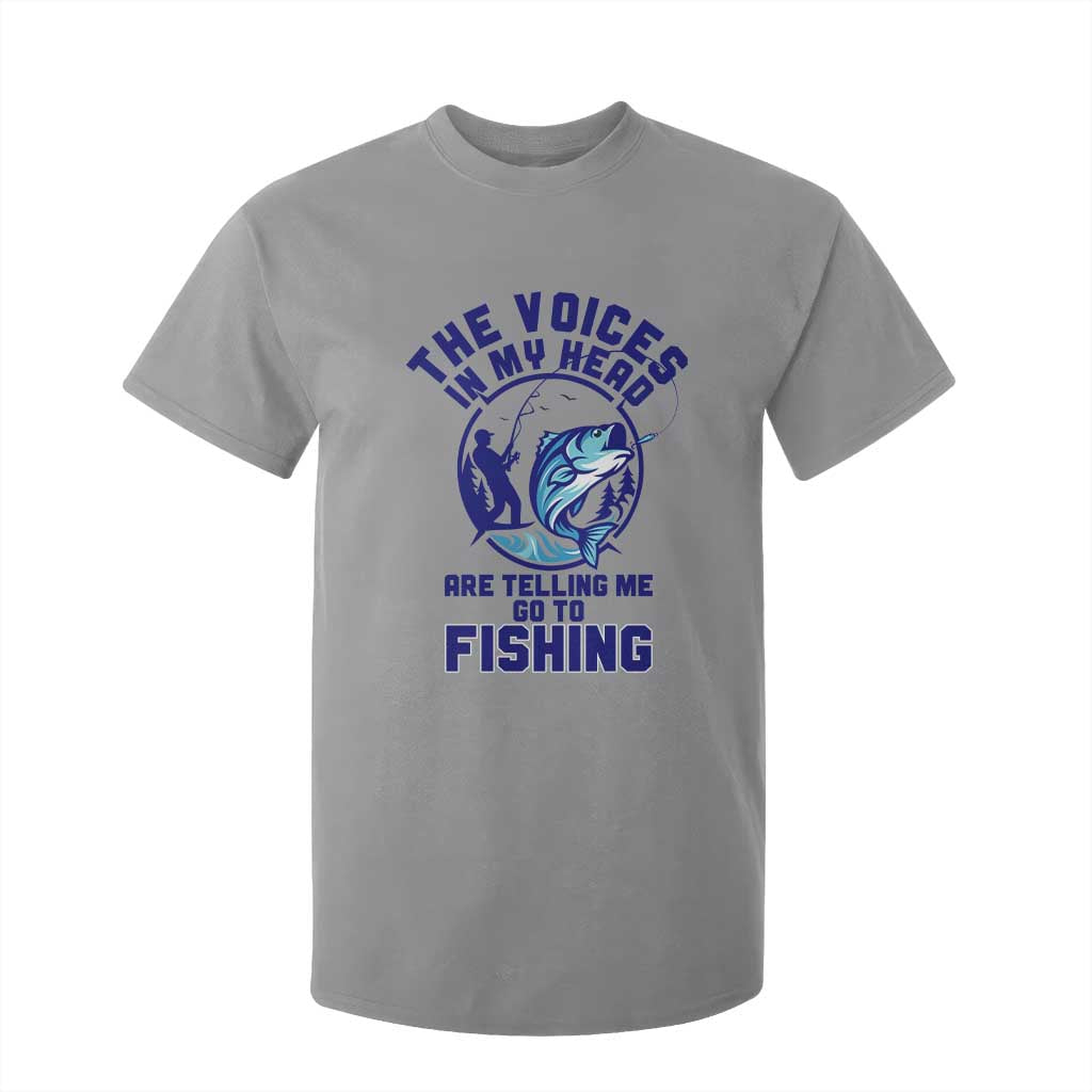 Funny Fisherman T Shirt For Kid The Voices In My Head Are Telling Me To Go Fishing TS14 Sport Gray Print Your Wear