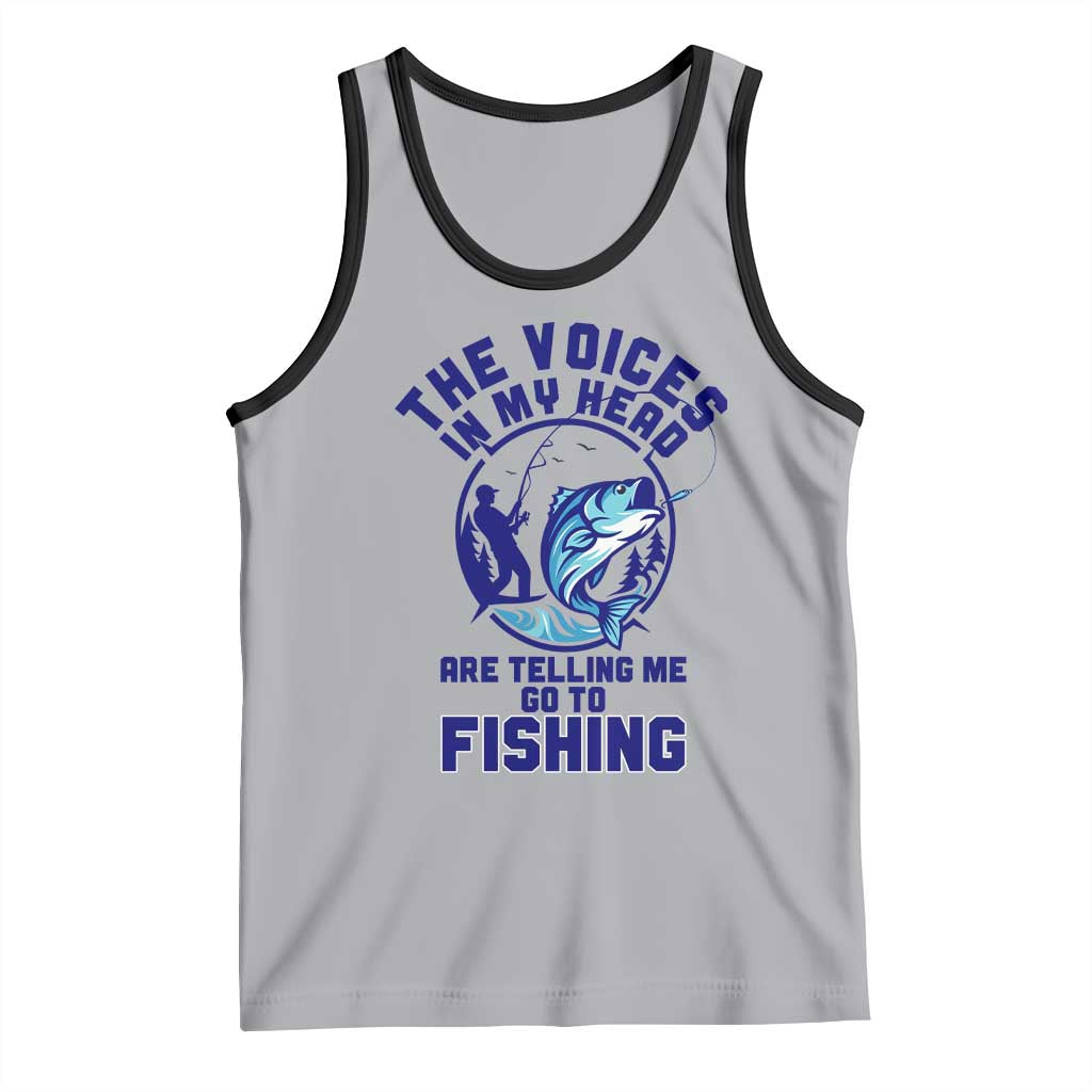 Funny Fisherman Tank Top The Voices In My Head Are Telling Me To Go Fishing TS14 Athletic Heather Black Print Your Wear