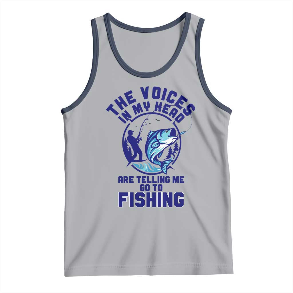 Funny Fisherman Tank Top The Voices In My Head Are Telling Me To Go Fishing TS14 Athletic Heather Navy Print Your Wear