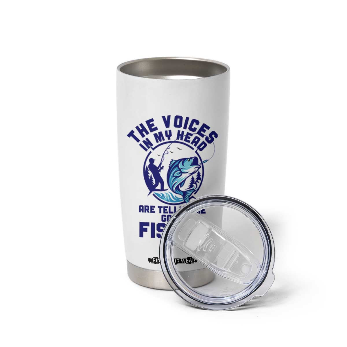 Funny Fisherman Tumbler Cup The Voices In My Head Are Telling Me To Go Fishing TS14 Print Your Wear