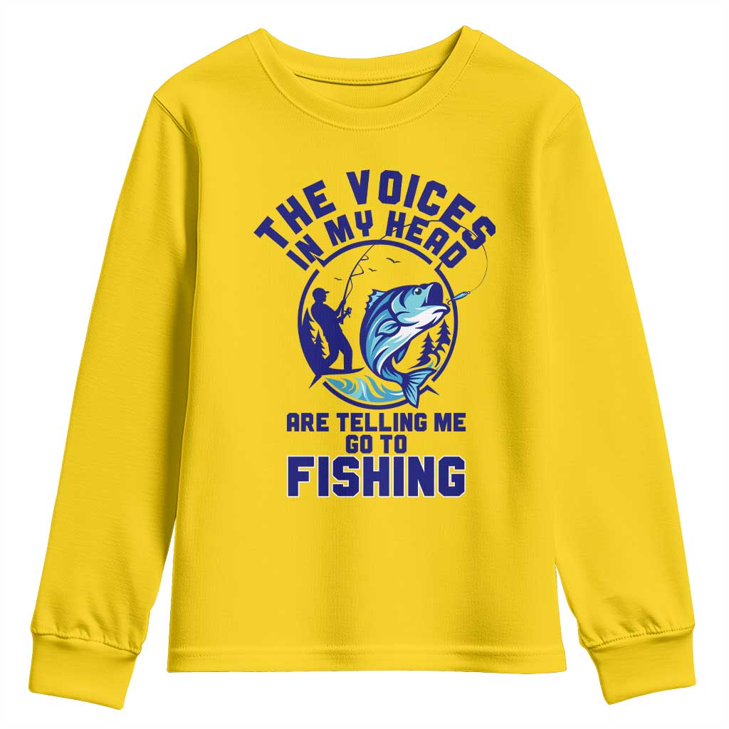 Funny Fisherman Youth Sweatshirt The Voices In My Head Are Telling Me To Go Fishing TS14 Daisy Print Your Wear
