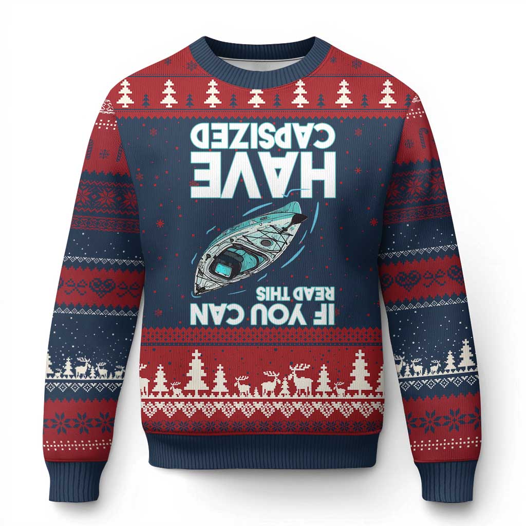 If You Can Read This I Have Capsized Ugly Christmas Sweater Funny Boating TS14 Navy Red Print Your Wear