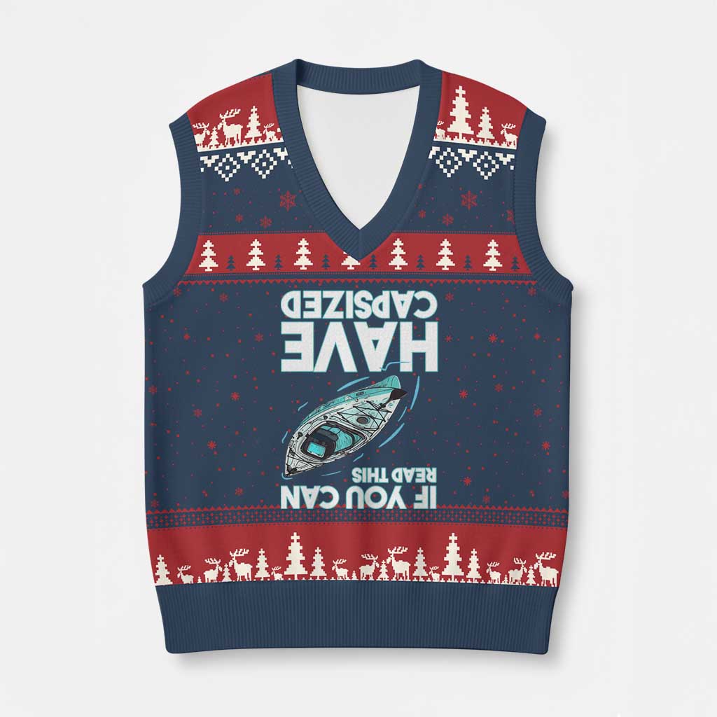 If You Can Read This I Have Capsized V-Neck Knit Sweater Vest Funny Boating TS14 Navy Red Print Your Wear