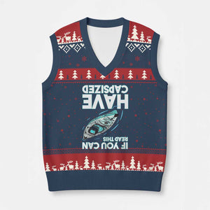 If You Can Read This I Have Capsized V-Neck Knit Sweater Vest Funny Boating TS14 Navy Red Print Your Wear