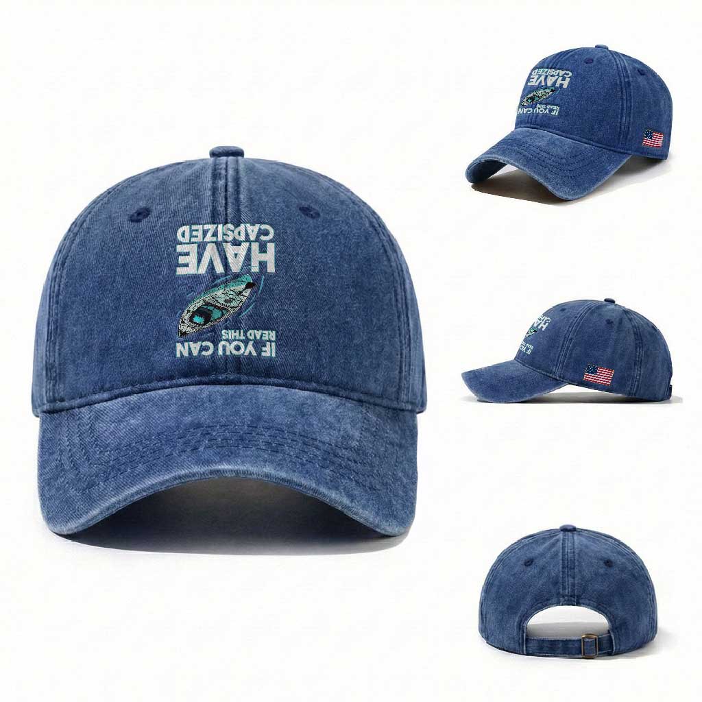 If You Can Read This I Have Capsized Washed Cotton Baseball Cap Funny Boating TS14 Washed Cap Universal Fit Royal Blue Print Your Wear