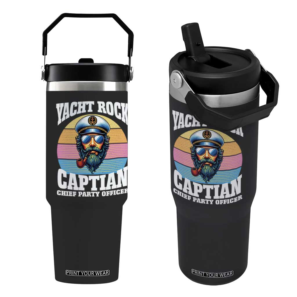 Yacht Rock Captain Flip Straw Tumbler Funny Boating Party Music TS14 One Size: 30 oz Black Print Your Wear