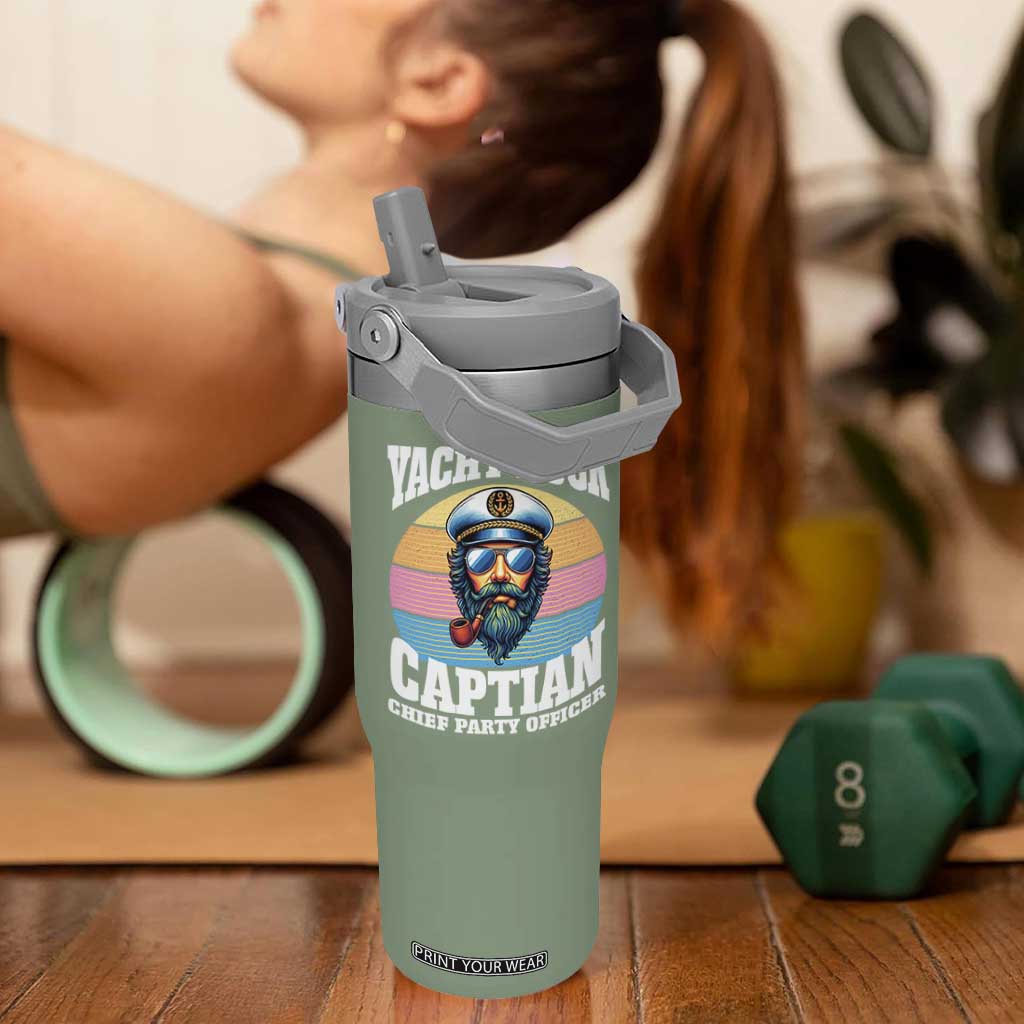 Yacht Rock Captain Flip Straw Tumbler Funny Boating Party Music TS14 One Size: 30 oz Moss Green Print Your Wear