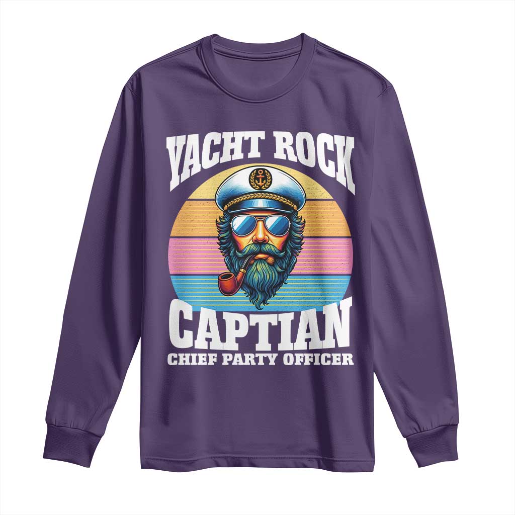 Yacht Rock Captain Long Sleeve Shirt Funny Boating Party Music TS14 Purple Print Your Wear