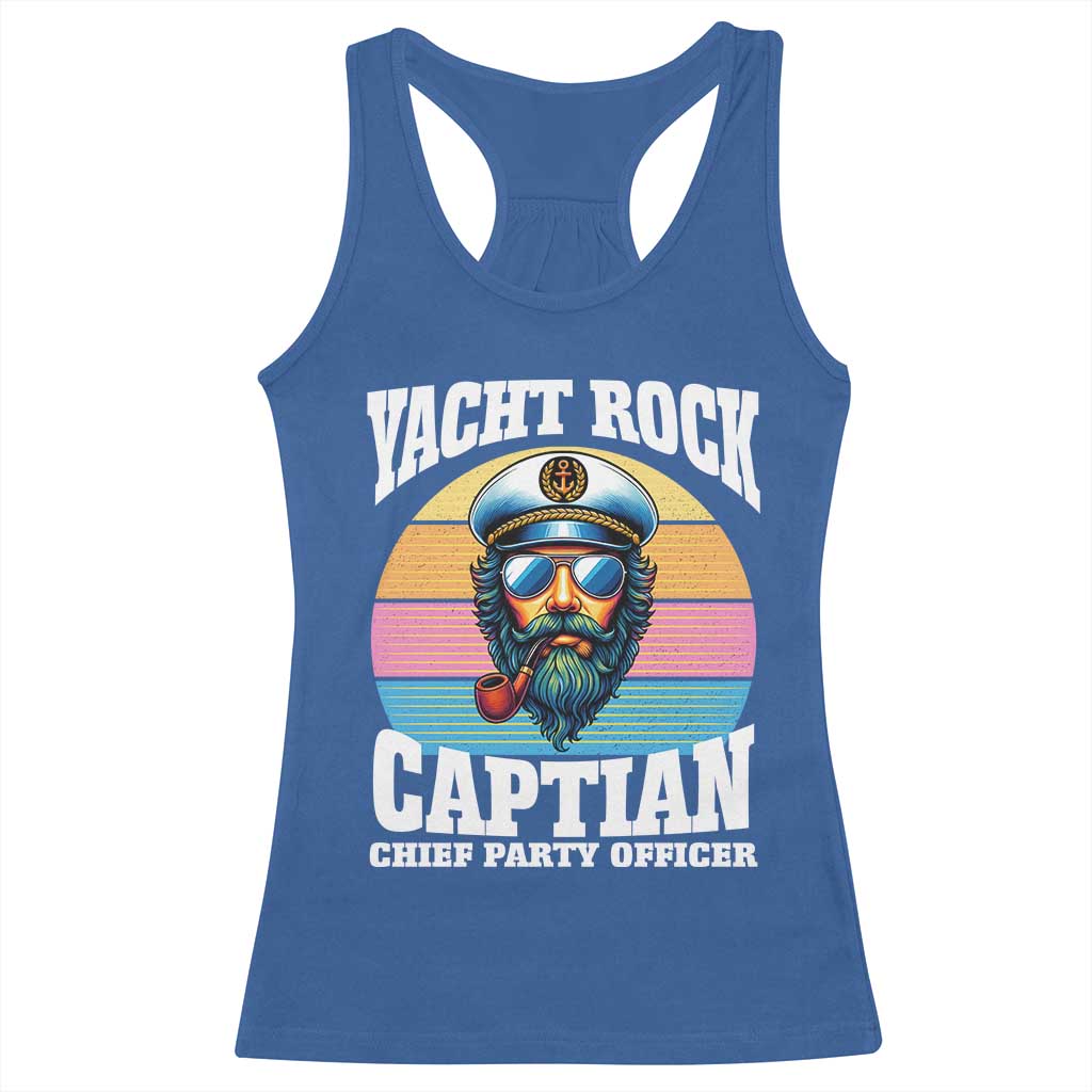 Yacht Rock Captain Racerback Tank Top Funny Boating Party Music TS14 Royal Blue Print Your Wear