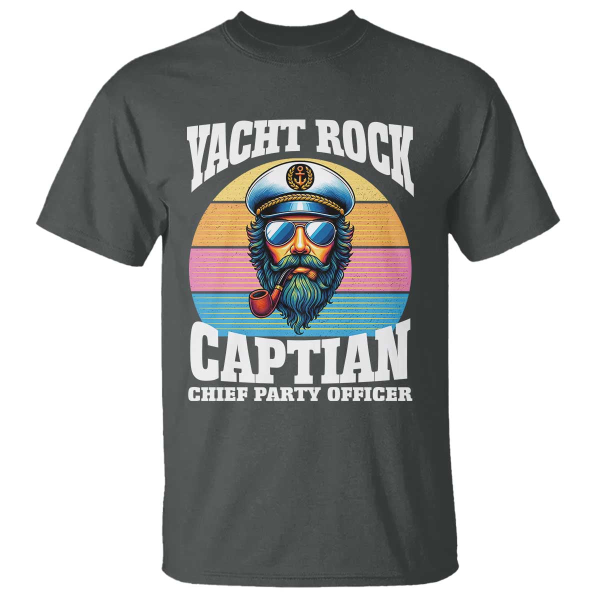 Yacht Rock Captain T Shirt Funny Boating Party Music TS14 Dark Heather Print Your Wear