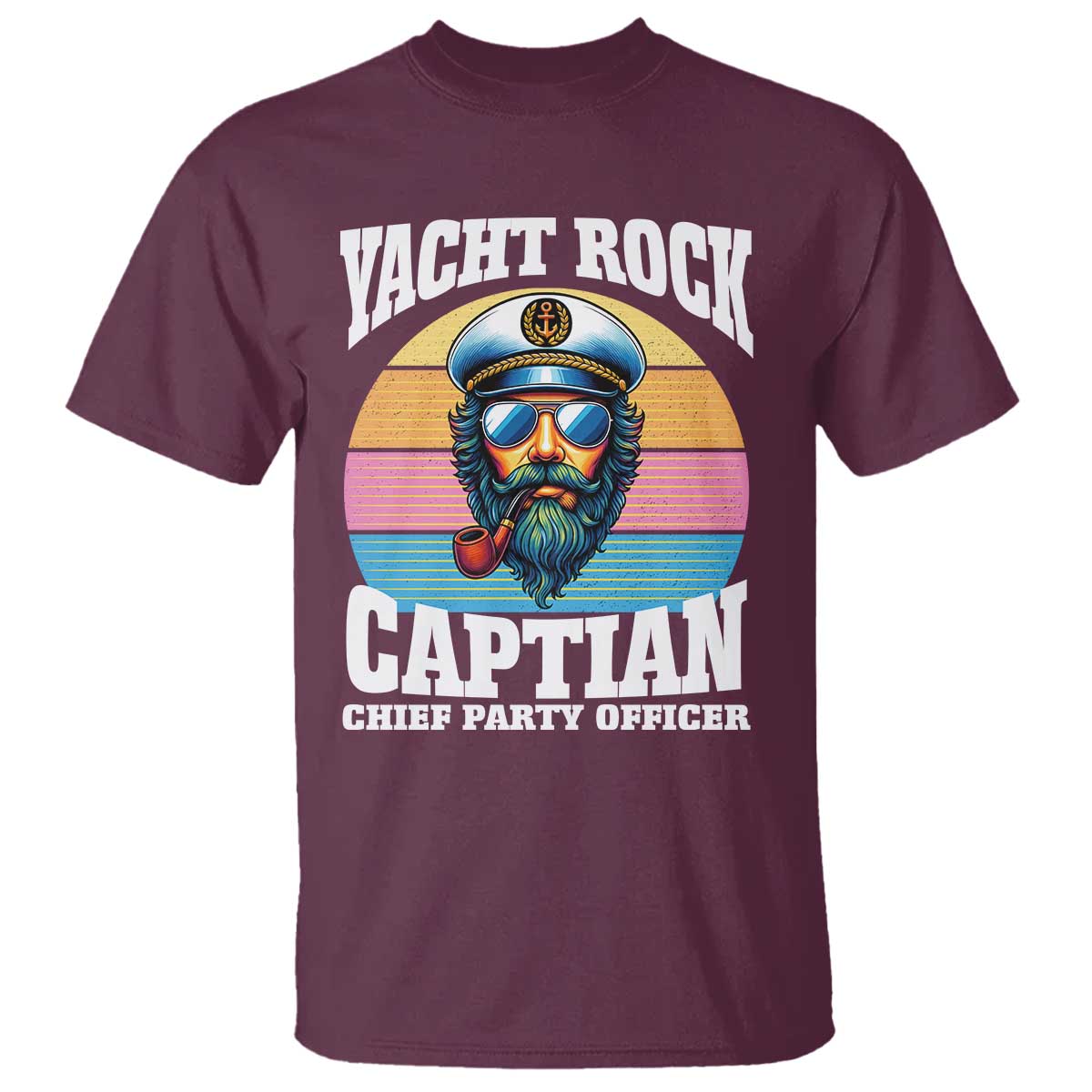 Yacht Rock Captain T Shirt Funny Boating Party Music TS14 Maroon Print Your Wear