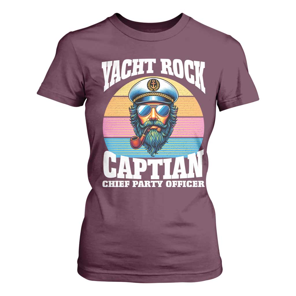 Yacht Rock Captain T Shirt For Women Funny Boating Party Music TS14 Maroon Print Your Wear