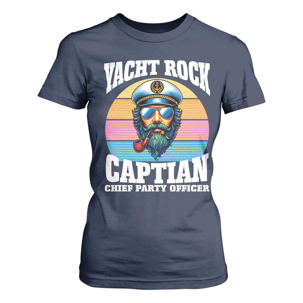 Yacht Rock Captain T Shirt For Women Funny Boating Party Music TS14 Navy Print Your Wear