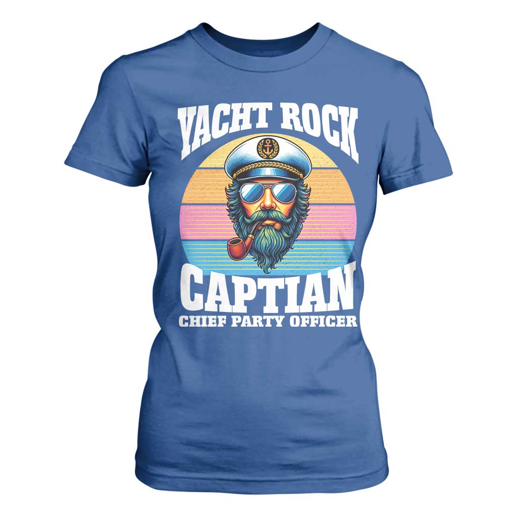 Yacht Rock Captain T Shirt For Women Funny Boating Party Music TS14 Royal Blue Print Your Wear