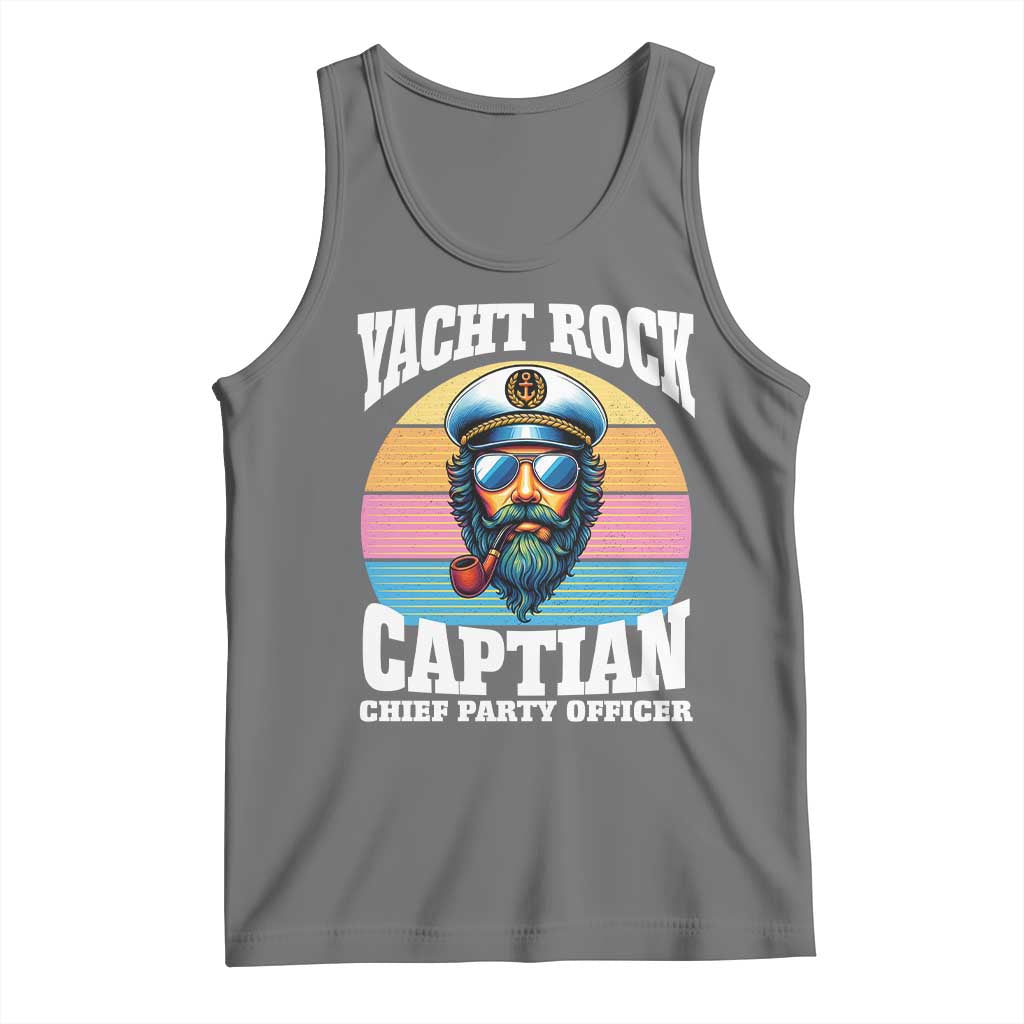 Yacht Rock Captain Tank Top Funny Boating Party Music TS14 Black Heather Print Your Wear