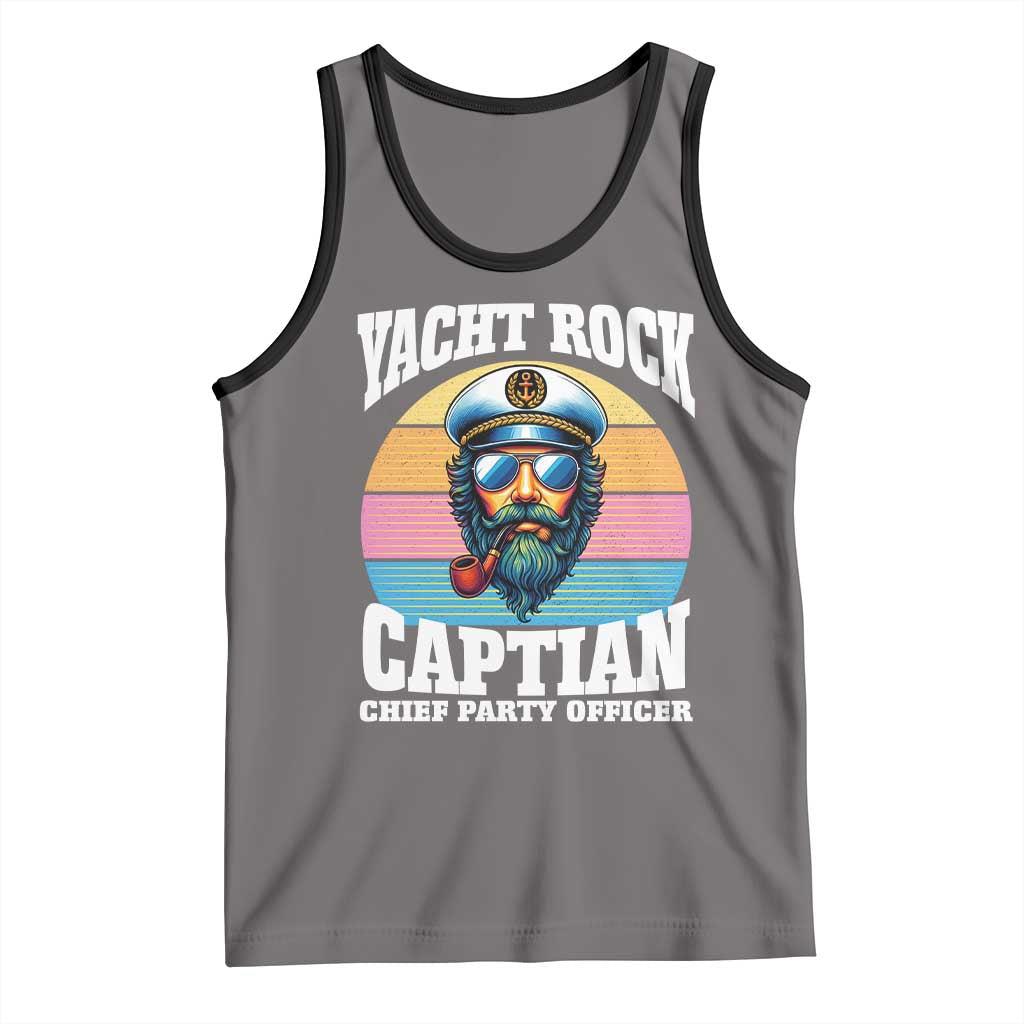 Yacht Rock Captain Tank Top Funny Boating Party Music TS14 Deep Heather Black Print Your Wear