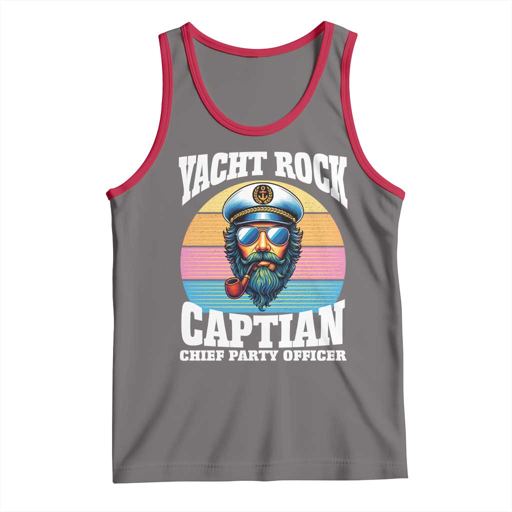 Yacht Rock Captain Tank Top Funny Boating Party Music TS14 Deep Heather Red Print Your Wear