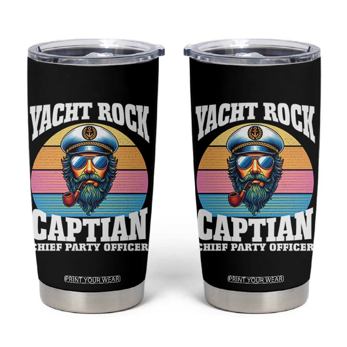 Yacht Rock Captain Tumbler Cup Funny Boating Party Music TS14 Black Print Your Wear