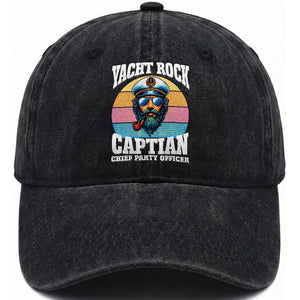 Yacht Rock Captain Washed Cotton Baseball Cap Funny Boating Party Music TS14 Washed Cap Universal Fit Black Print Your Wear