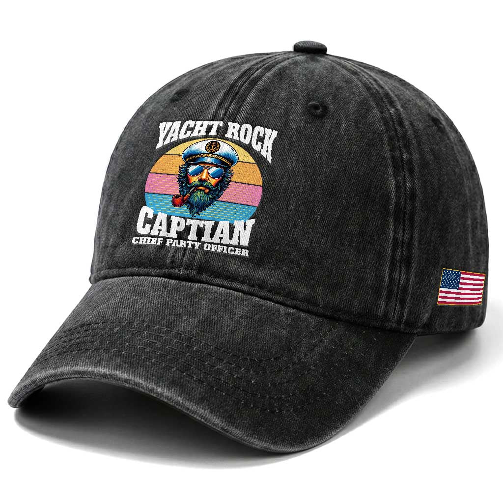 Yacht Rock Captain Washed Cotton Baseball Cap Funny Boating Party Music TS14 Print Your Wear