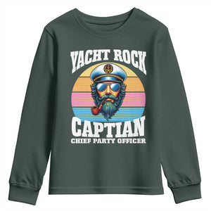 Yacht Rock Captain Youth Sweatshirt Funny Boating Party Music TS14 Dark Forest Green Print Your Wear