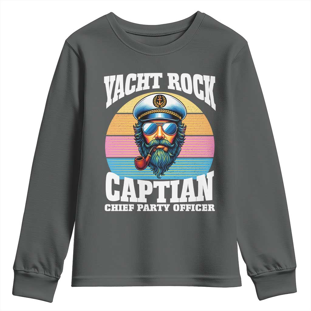 Yacht Rock Captain Youth Sweatshirt Funny Boating Party Music TS14 Dark Heather Print Your Wear