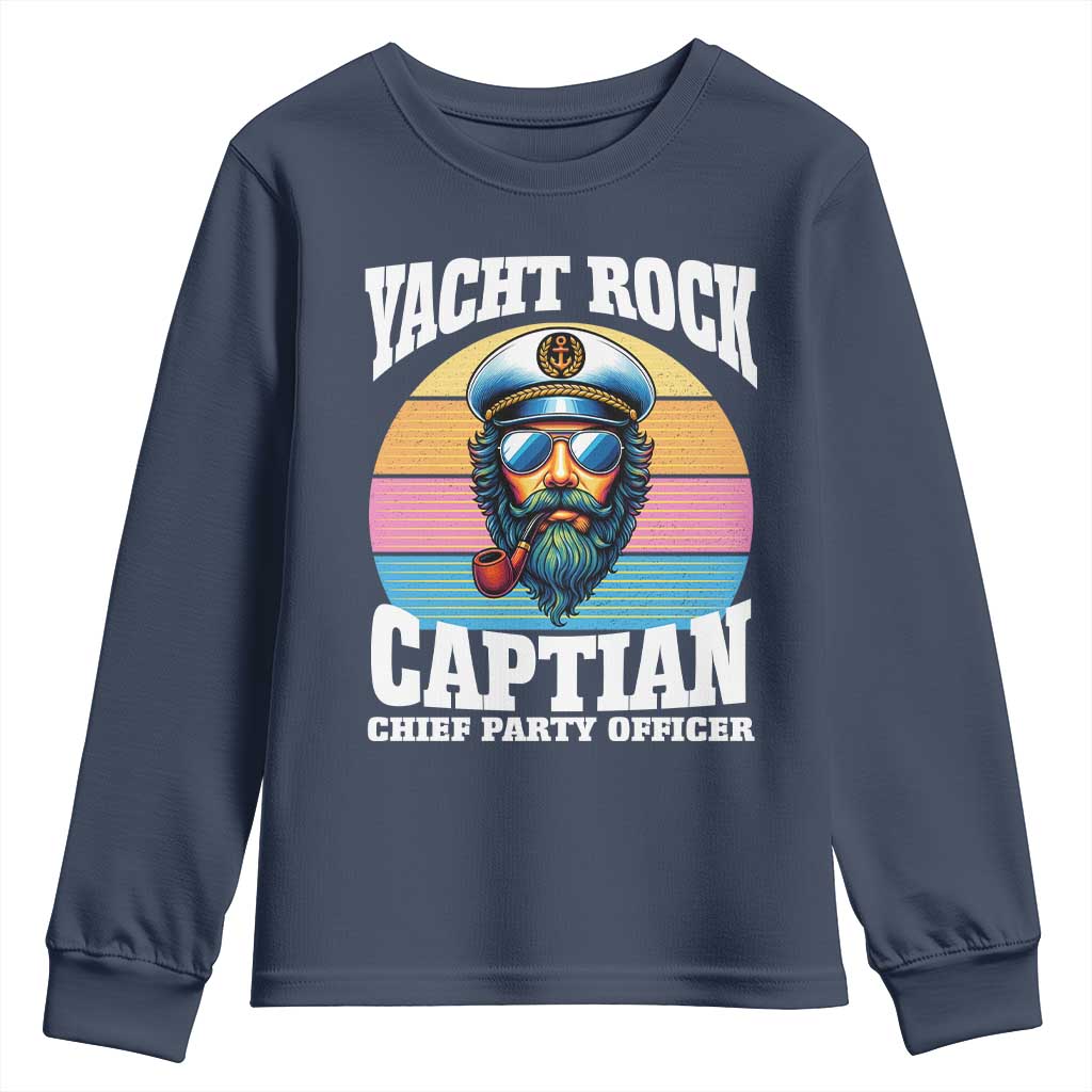 Yacht Rock Captain Youth Sweatshirt Funny Boating Party Music TS14 Navy Print Your Wear