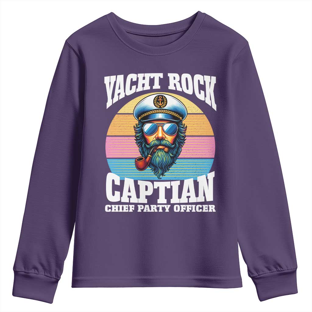 Yacht Rock Captain Youth Sweatshirt Funny Boating Party Music TS14 Purple Print Your Wear