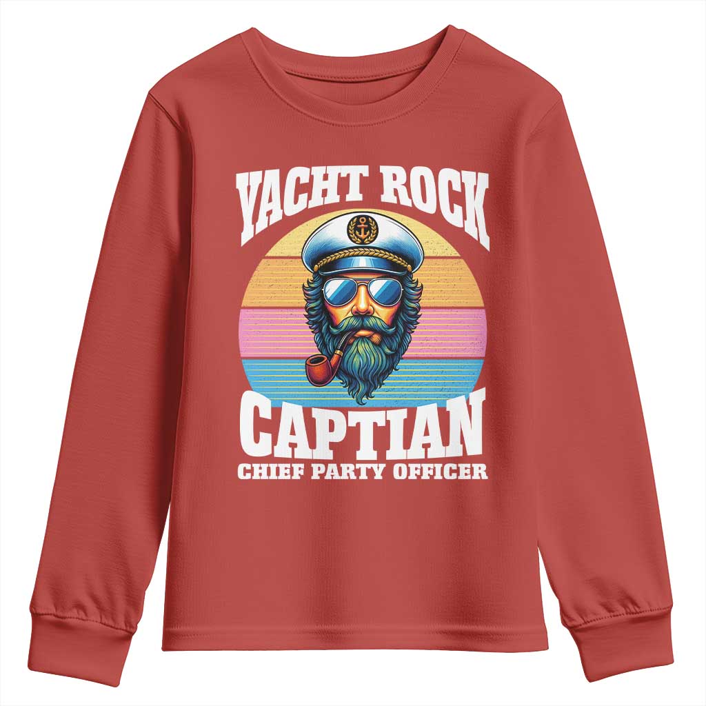 Yacht Rock Captain Youth Sweatshirt Funny Boating Party Music TS14 Red Print Your Wear