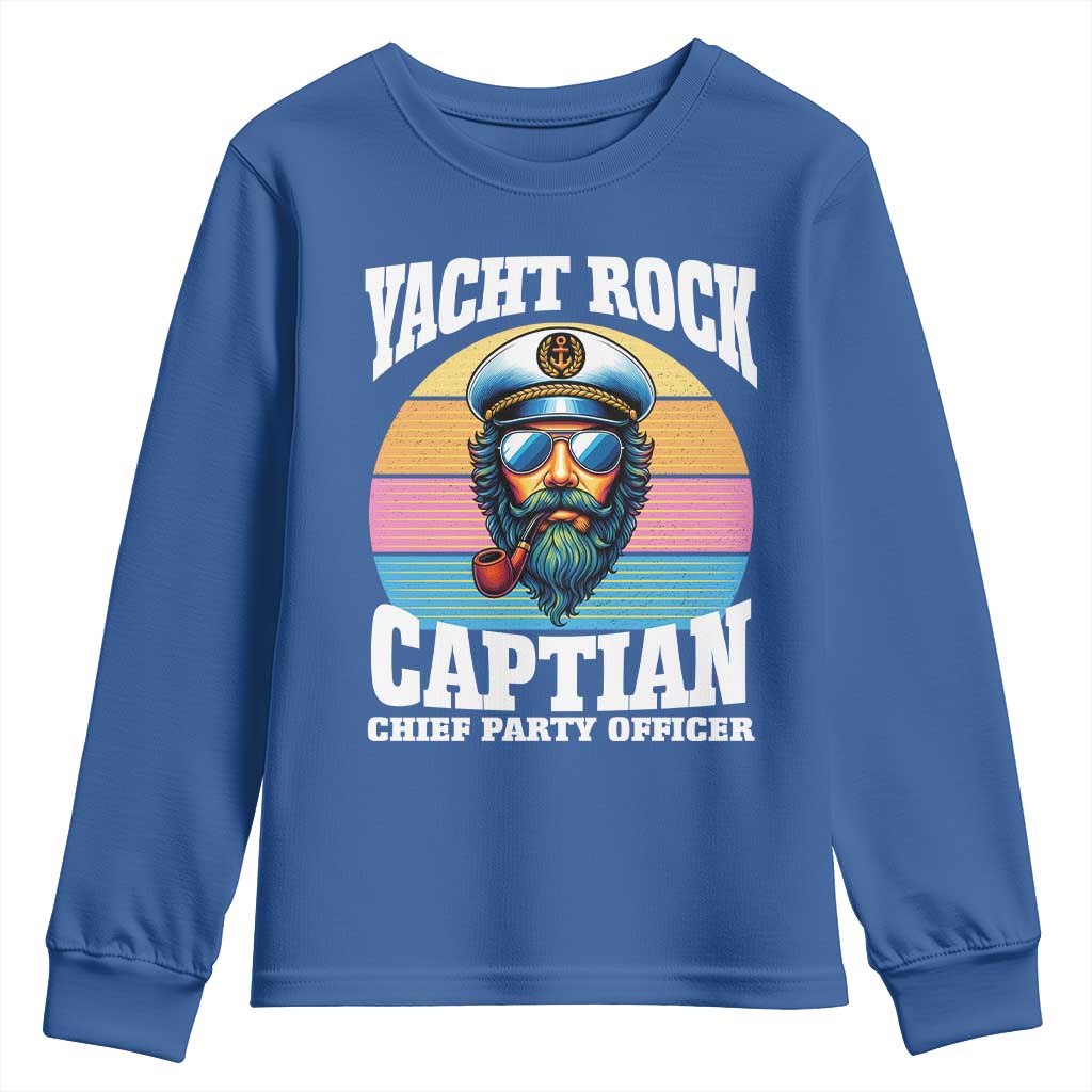 Yacht Rock Captain Youth Sweatshirt Funny Boating Party Music TS14 Royal Blue Print Your Wear