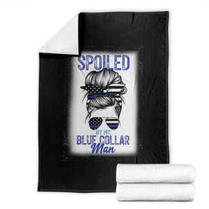 Blue Collar Wife Life Messy Bun Throw Blanket TS14 Black Print Your Wear