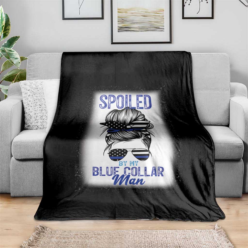 Blue Collar Wife Life Messy Bun Throw Blanket TS14 Print Your Wear