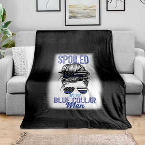 Blue Collar Wife Life Messy Bun Throw Blanket TS14 Print Your Wear