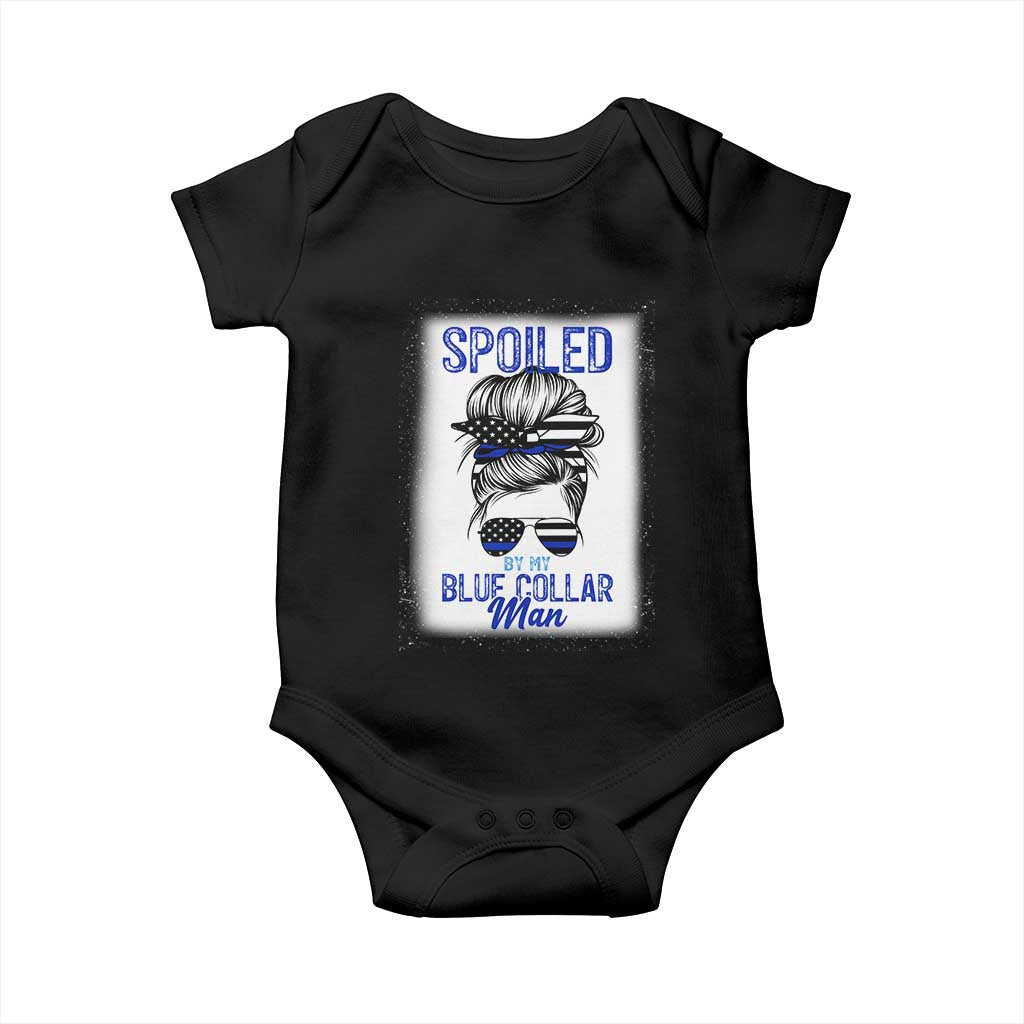 Blue Collar Wife Life Messy Bun Baby Onesie TS14 Black Print Your Wear