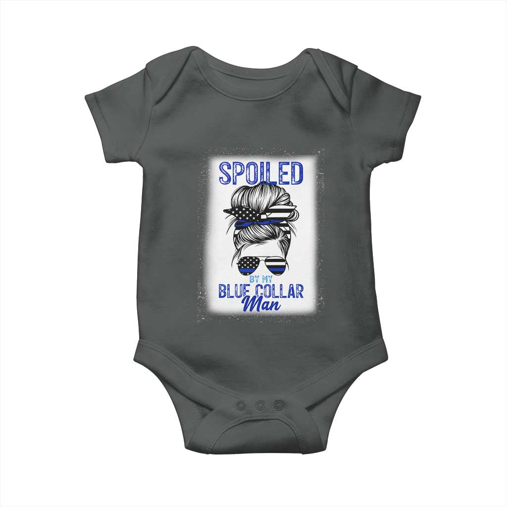 Blue Collar Wife Life Messy Bun Baby Onesie TS14 Dark Heather Print Your Wear