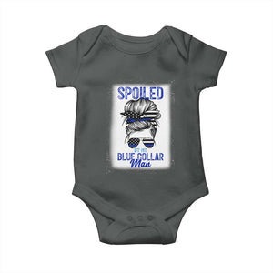 Blue Collar Wife Life Messy Bun Baby Onesie TS14 Dark Heather Print Your Wear