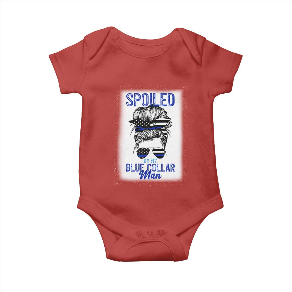 Blue Collar Wife Life Messy Bun Baby Onesie TS14 Red Print Your Wear