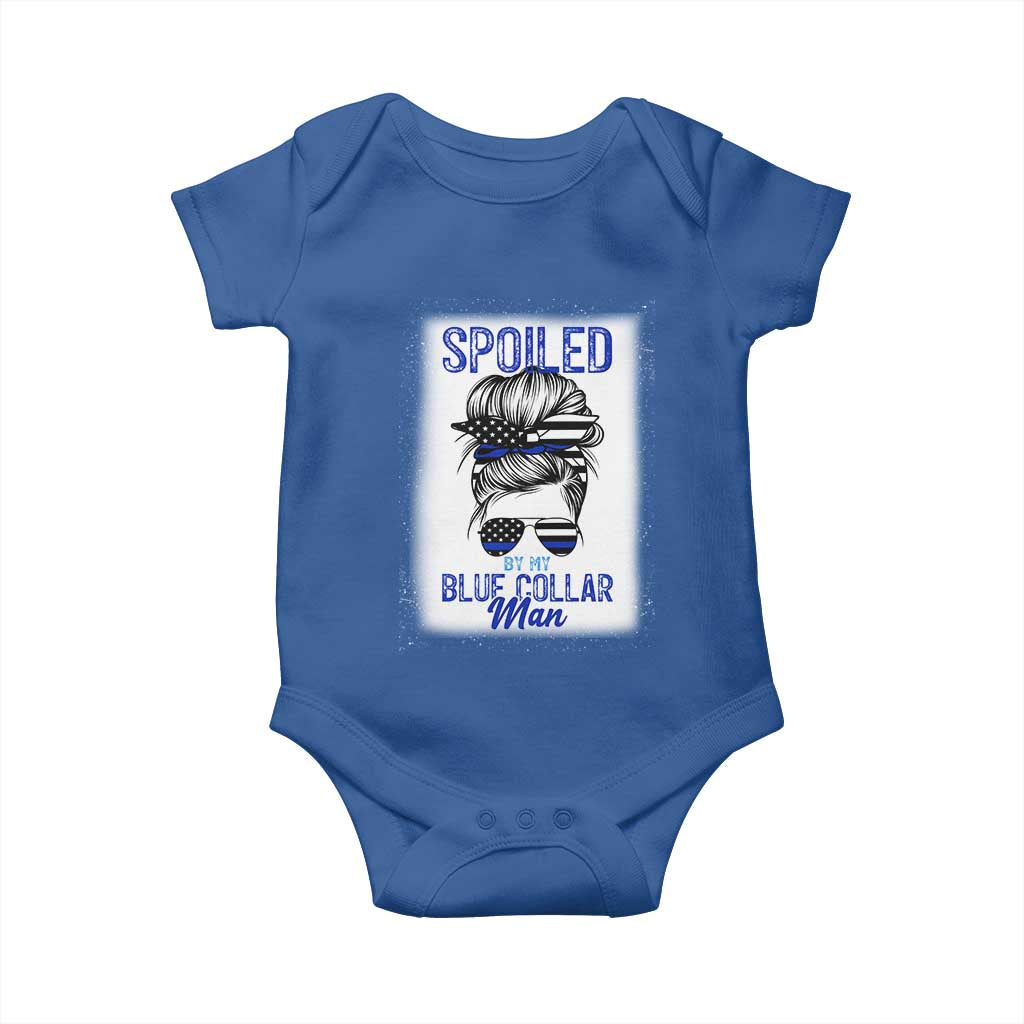 Blue Collar Wife Life Messy Bun Baby Onesie TS14 Royal Blue Print Your Wear