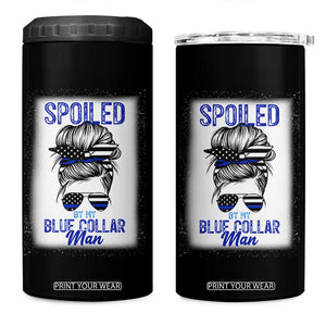 Blue Collar Wife Life Messy Bun 4 in 1 Can Cooler Tumbler - Print Your Wear