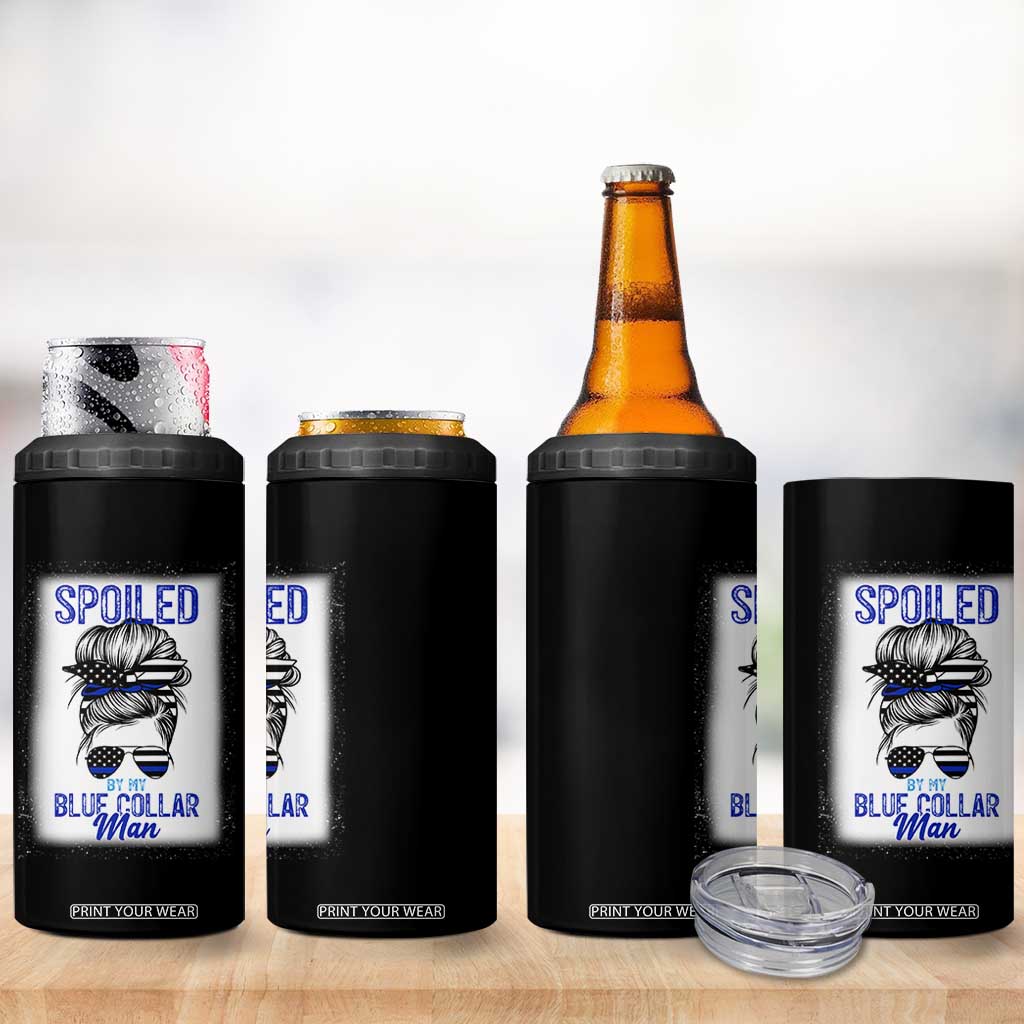 Blue Collar Wife Life Messy Bun 4 in 1 Can Cooler Tumbler TS14 Print Your Wear