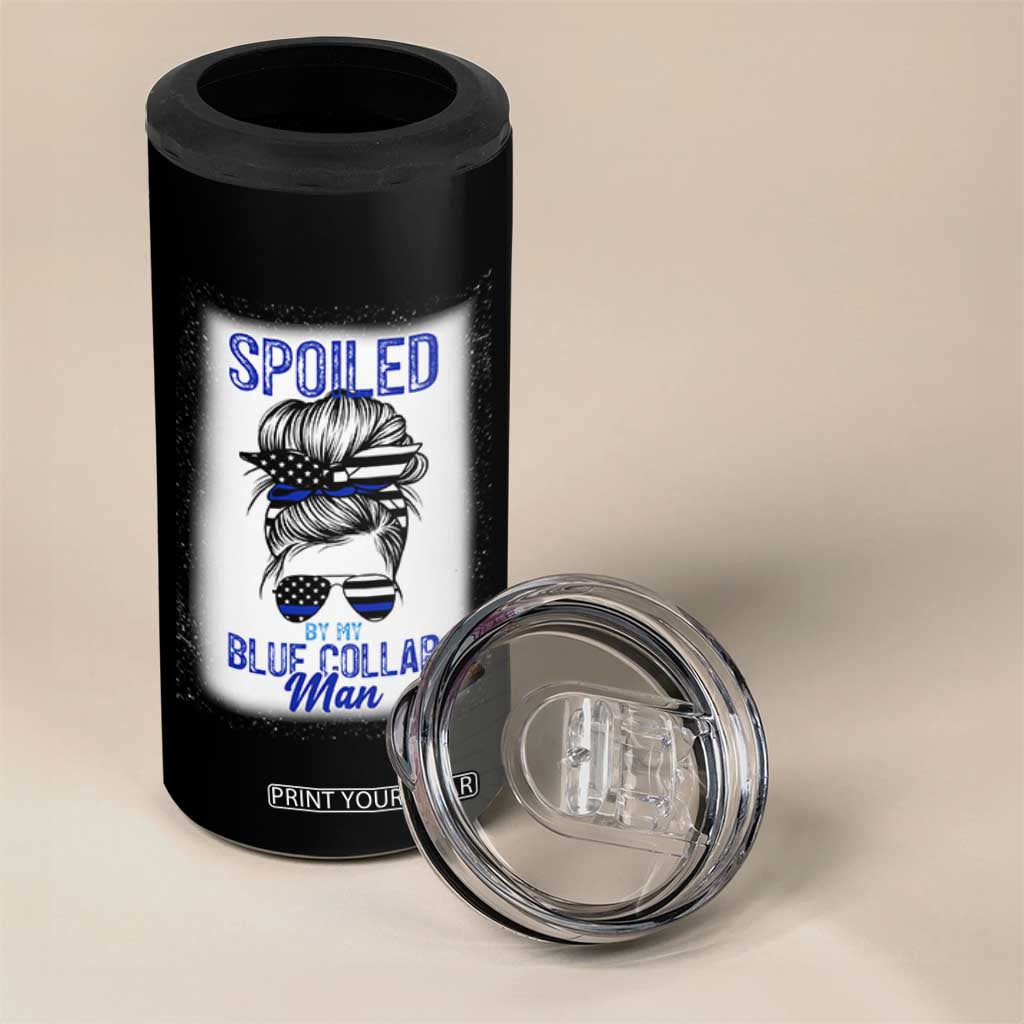 Blue Collar Wife Life Messy Bun 4 in 1 Can Cooler Tumbler TS14 Print Your Wear