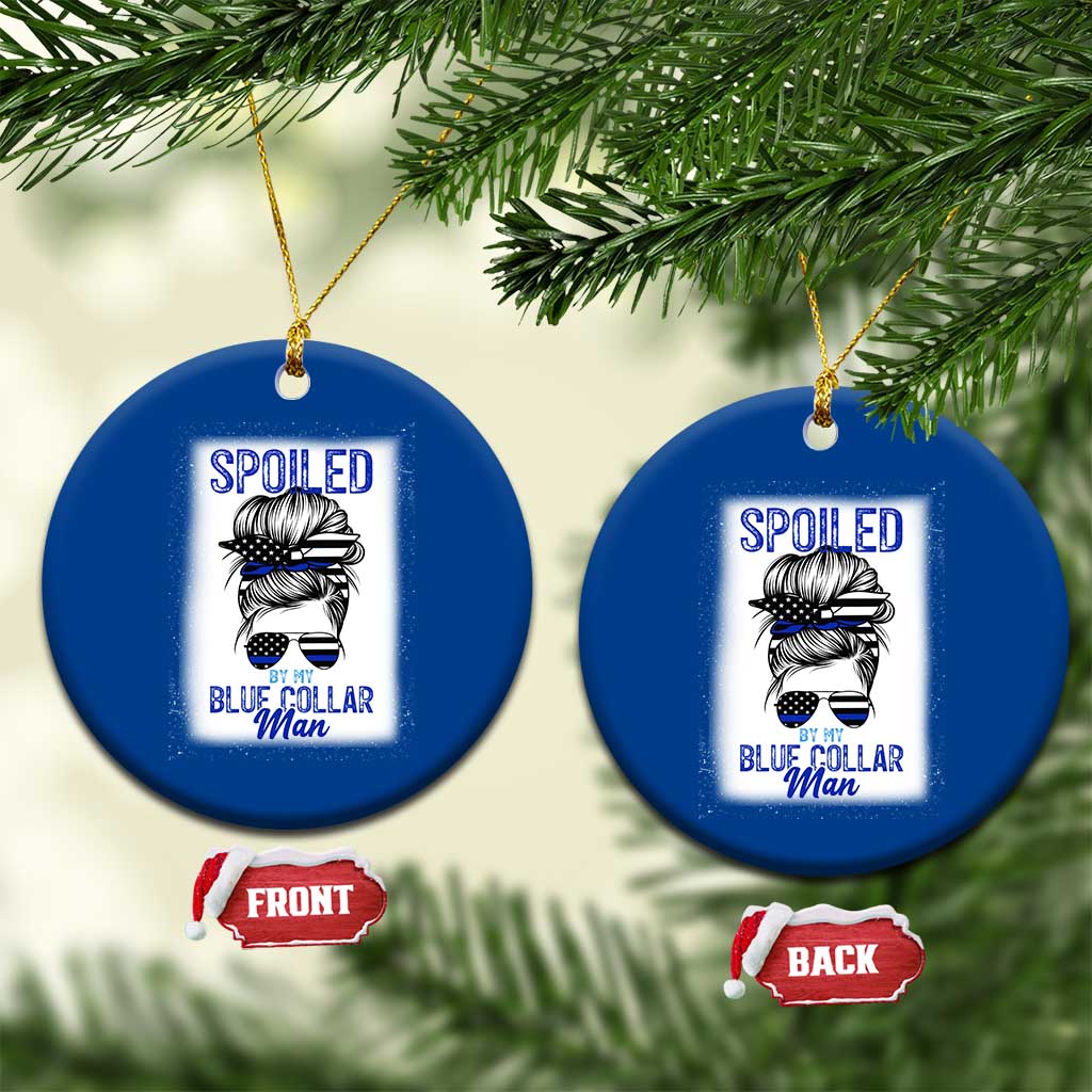 Blue Collar Wife Life Messy Bun Ceramic Ornament TS14 1pc Blue Print Your Wear