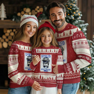 Blue Collar Wife Life Messy Bun Ugly Christmas Sweater TS14 Red Beige Print Your Wear