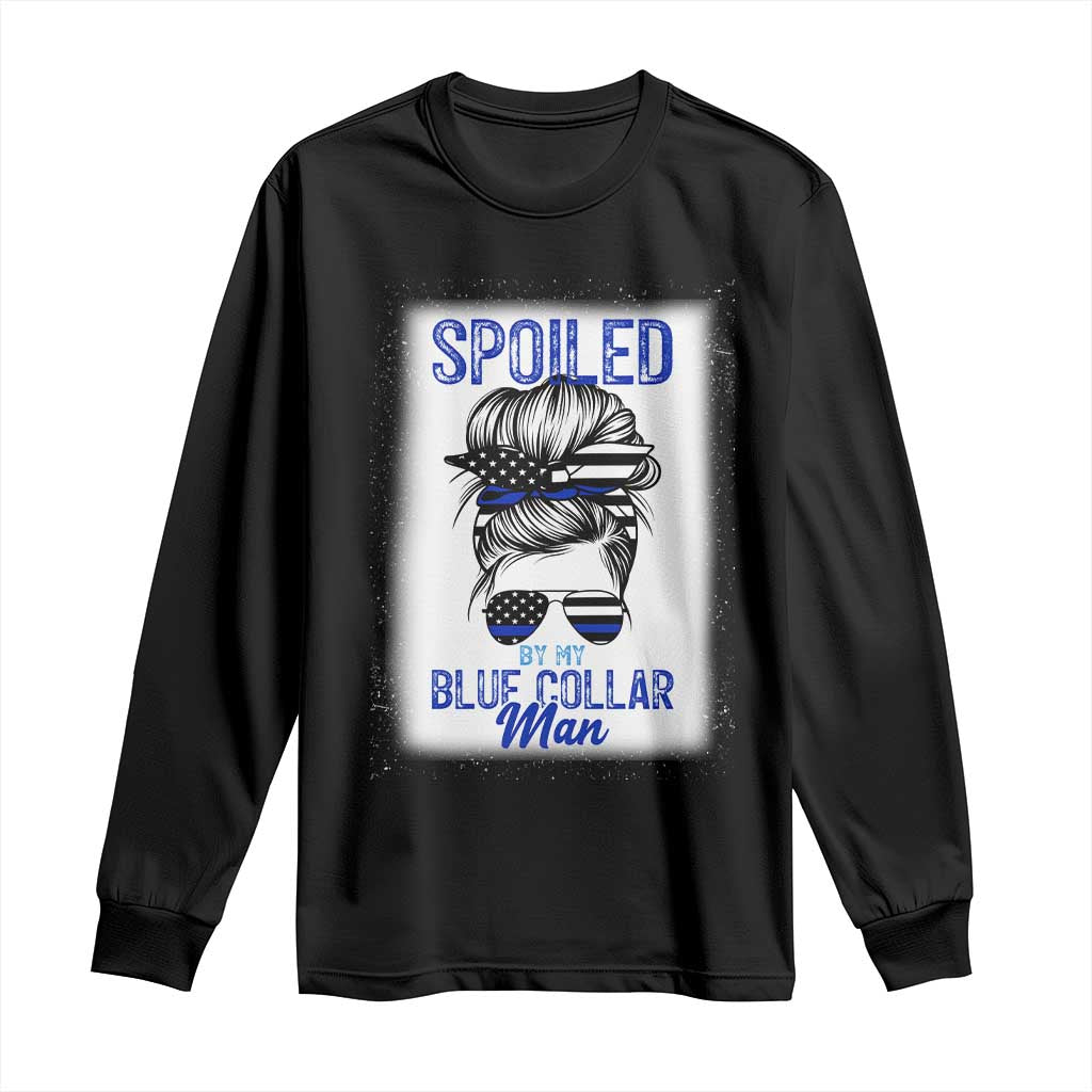 Blue Collar Wife Life Messy Bun Long Sleeve Shirt TS14 Black Print Your Wear